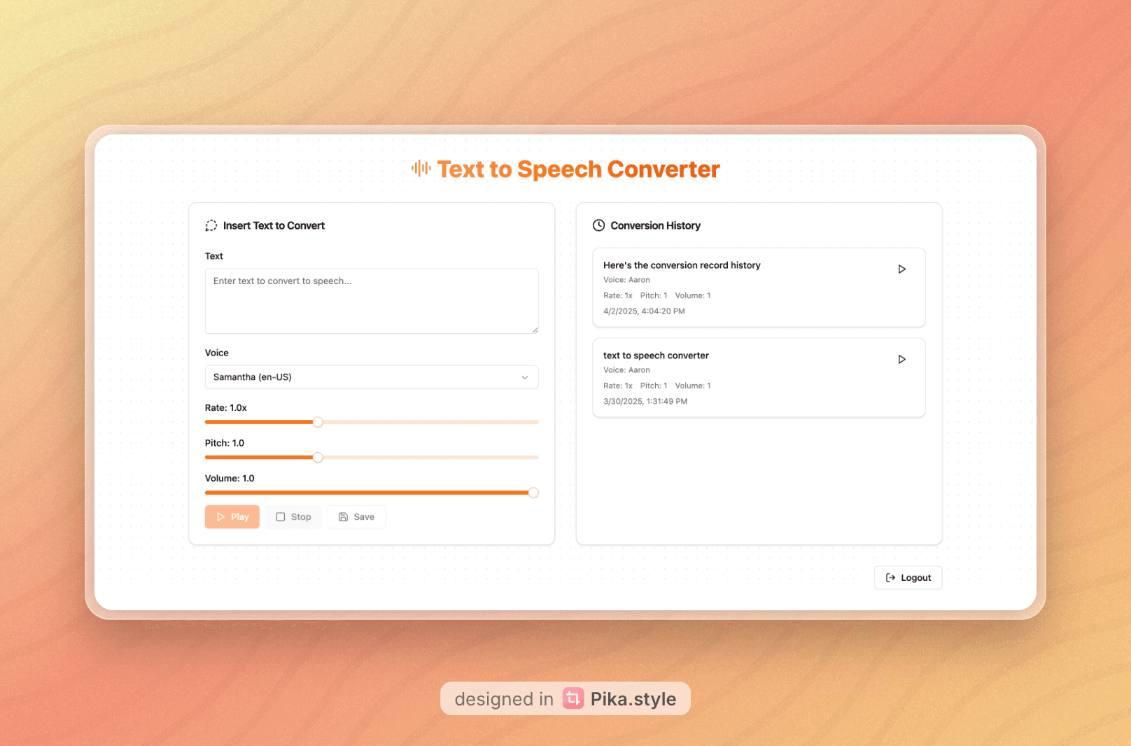 Text to Speech Converter - A web-based text to speech converter application built with React and Go.